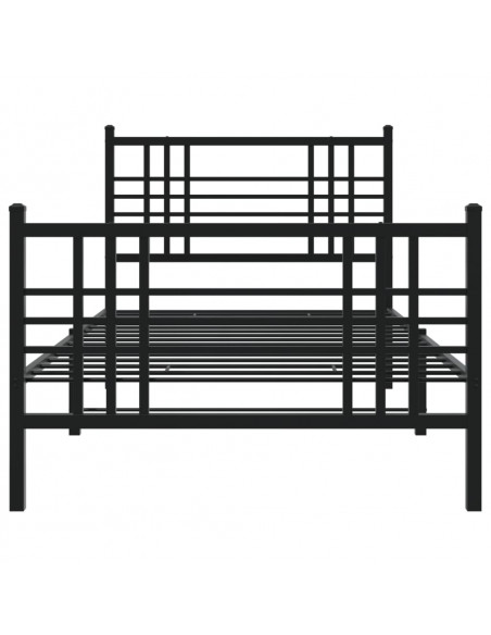 Giroletto con Testiera e Pediera Metallo Nero 100x190 cm