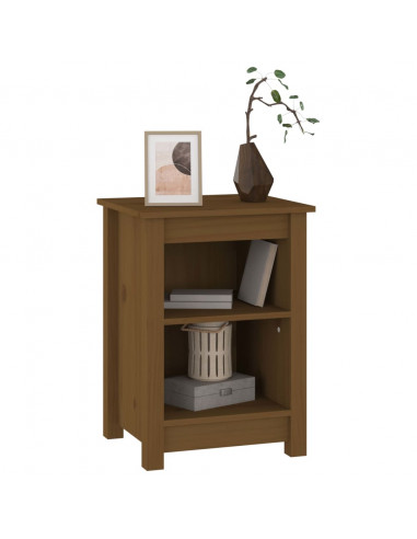 Comodino Miele 40x35x55 cm in Legno Massello di Pino