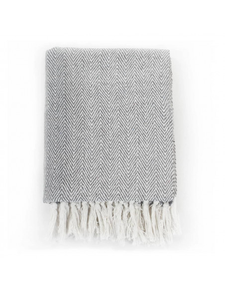 Copriletto in Cotone a Spina di Pesce 220x250 cm Grigio