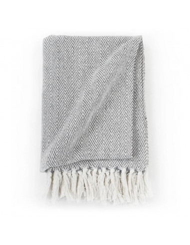 Copriletto in Cotone a Spina di Pesce 220x250 cm Grigio