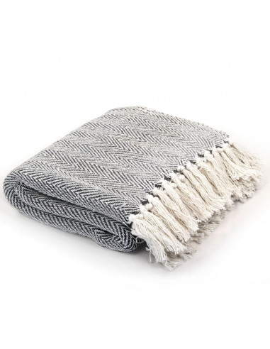 Copriletto in Cotone a Spina di Pesce 160x210 cm Blu Marino