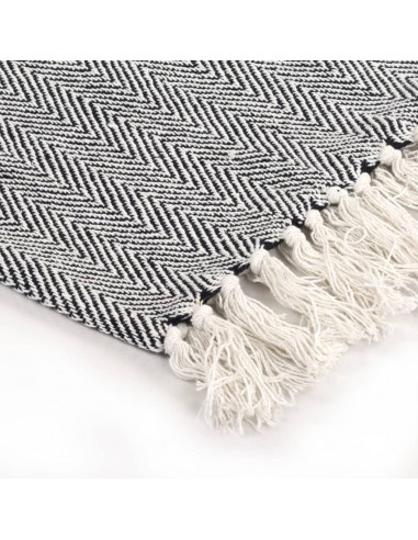 Copriletto in Cotone a Spina di Pesce 160x210 cm Blu Marino