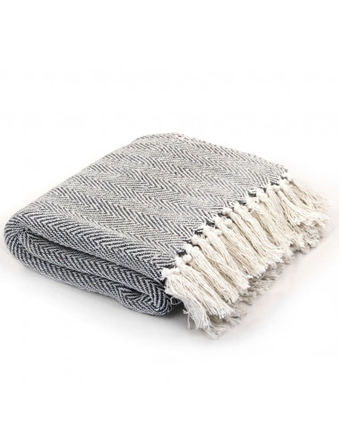 Copriletto in Cotone a Spina di Pesce 220x250 cm Blu Marino