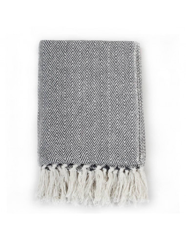 Copriletto in Cotone a Spina di Pesce 220x250 cm Blu Marino