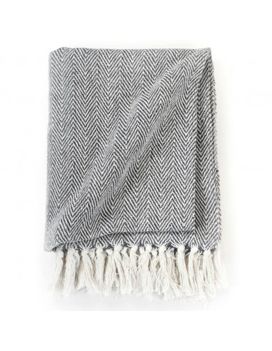 Copriletto in Cotone a Spina di Pesce 220x250 cm Blu Marino