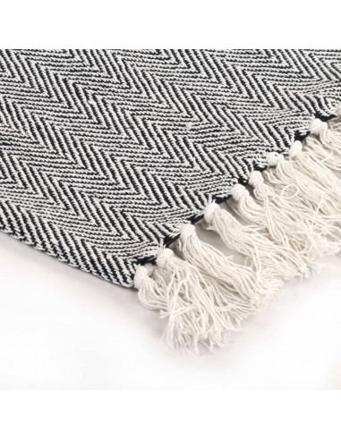 Copriletto in Cotone a Spina di Pesce 220x250 cm Blu Marino