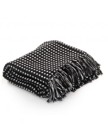 Copriletto in Cotone a Quadri 125x150 cm Nero