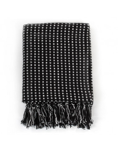 Copriletto in Cotone a Quadri 125x150 cm Nero