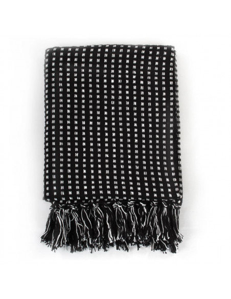 Copriletto in Cotone a Quadri 125x150 cm Nero