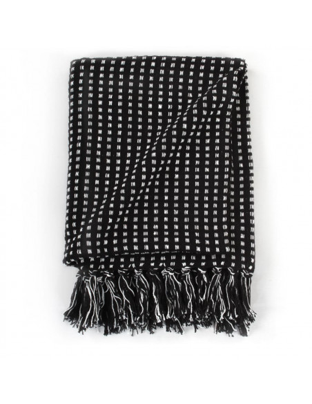 Copriletto in Cotone a Quadri 125x150 cm Nero