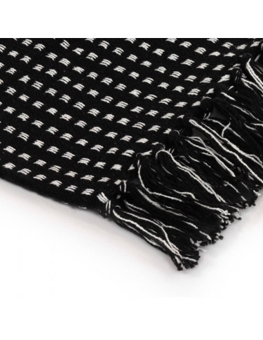 Copriletto in Cotone a Quadri 160x210 cm Nero