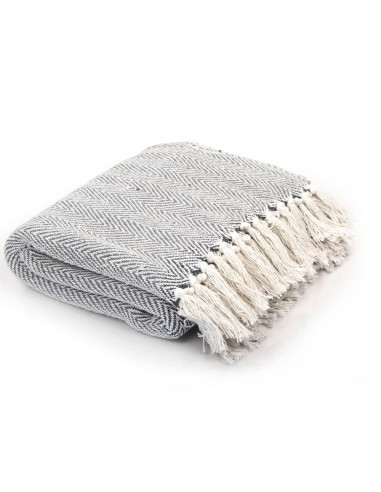 Copriletto in Cotone a Spina di Pesce 160x210 cm Grigio