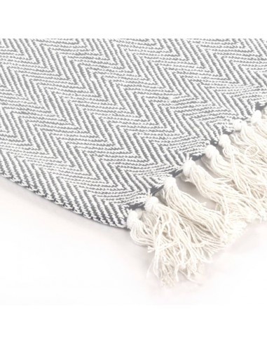 Copriletto in Cotone a Spina di Pesce 160x210 cm Grigio