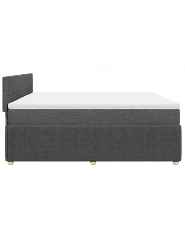 Giroletto a Molle con Materasso Grigio Scuro 200x200 cm Tessuto