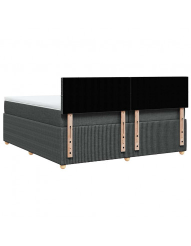 Giroletto a Molle con Materasso Grigio Scuro 200x200 cm Tessuto