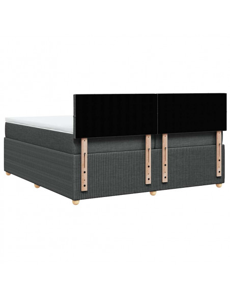 Giroletto a Molle con Materasso Grigio Scuro 200x200 cm Tessuto