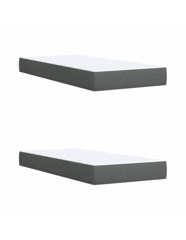 Giroletto a Molle con Materasso Grigio Scuro 200x200 cm Tessuto