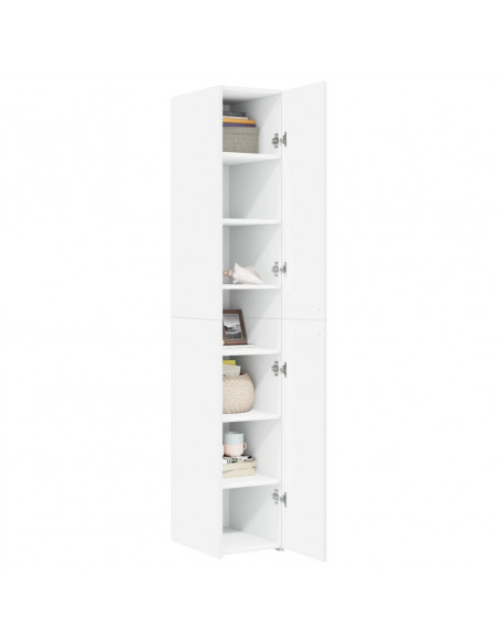 Credenza Bianca 30x42,5x185 cm in Legno Multistrato