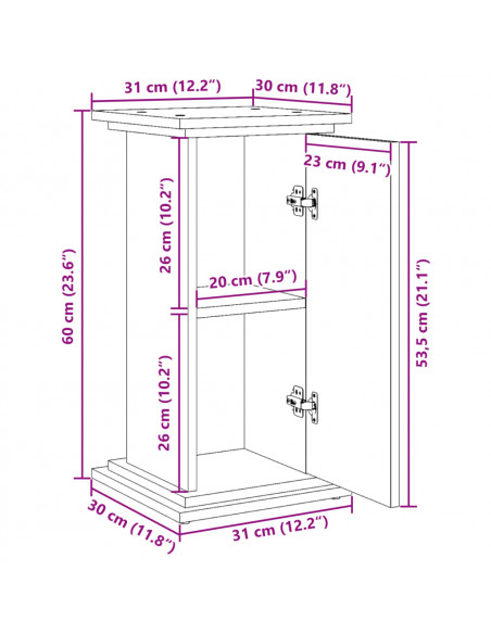 Espositore con Portaoggetti Legno Antico 31x30x60 cm Truciolato