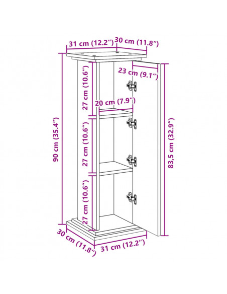 Espositore con Portaoggetti Legno Antico 31x30x90 cm Truciolato