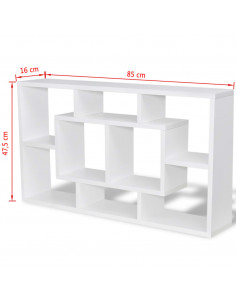 Espositore da Parete Galleggiante 8 Scomparti Bianco