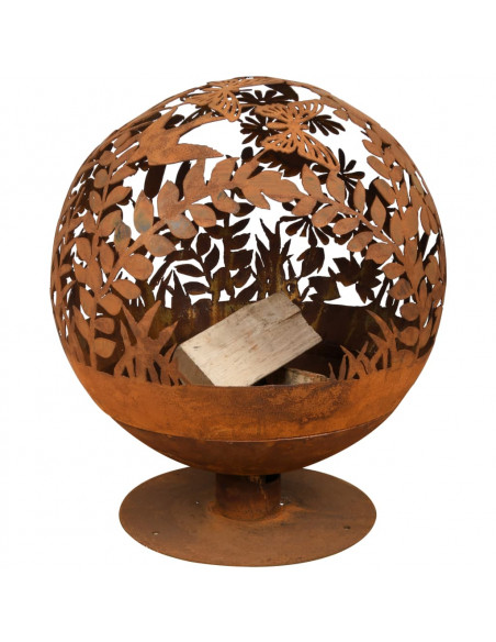 Esschert Design Braciere con Motivo a Foglie Ruggine FF294