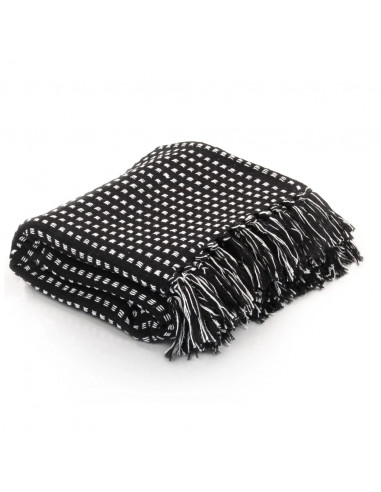 Copriletto in Cotone a Quadri 220x250 cm Nero