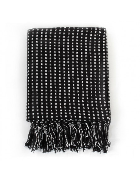 Copriletto in Cotone a Quadri 220x250 cm Nero