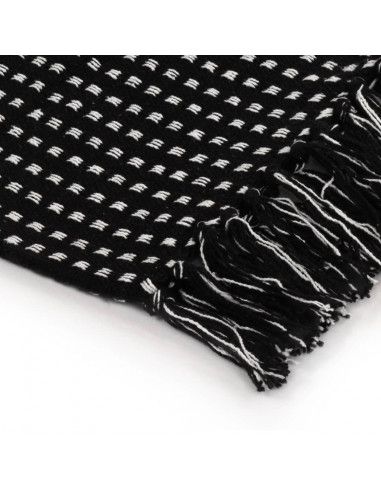 Copriletto in Cotone a Quadri 220x250 cm Nero
