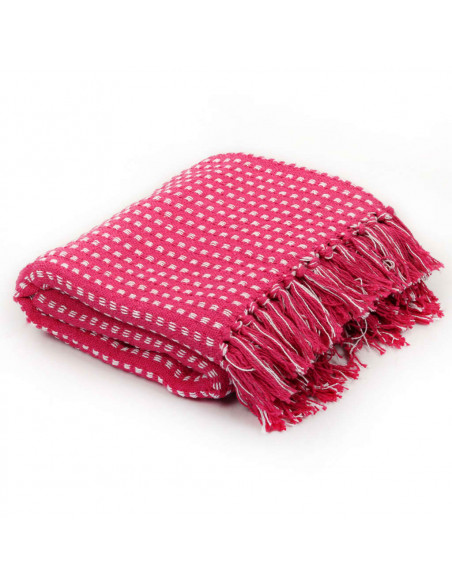 Copriletto in Cotone a Quadri 125x150 cm Rosa