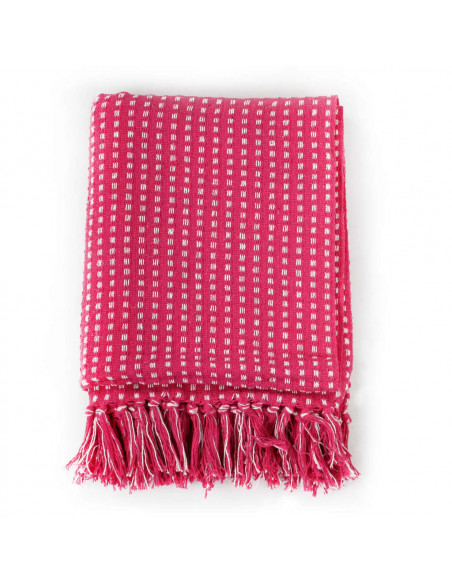 Copriletto in Cotone a Quadri 125x150 cm Rosa
