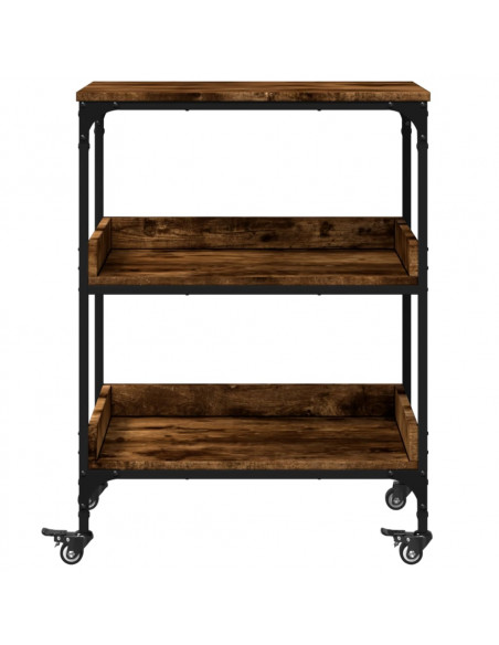 Carrello da Cucina Rovere Fumo 60x41x80,5 cm Legno Multistrato