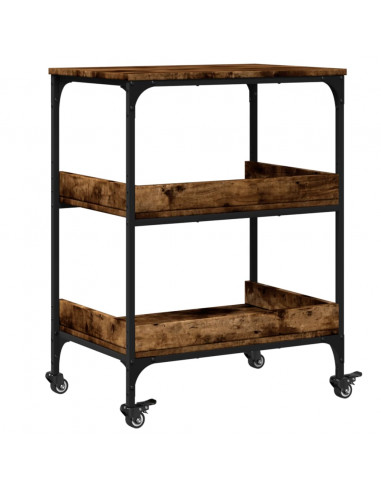 Carrello da Cucina Rovere Fumo 60x41x80,5 cm Legno Multistrato