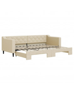 Divano Letto con Letto Estraibile Crema 80x200 cm Tessuto 2