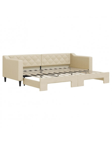 Divano Letto con Letto Estraibile Crema 80x200 cm Tessuto