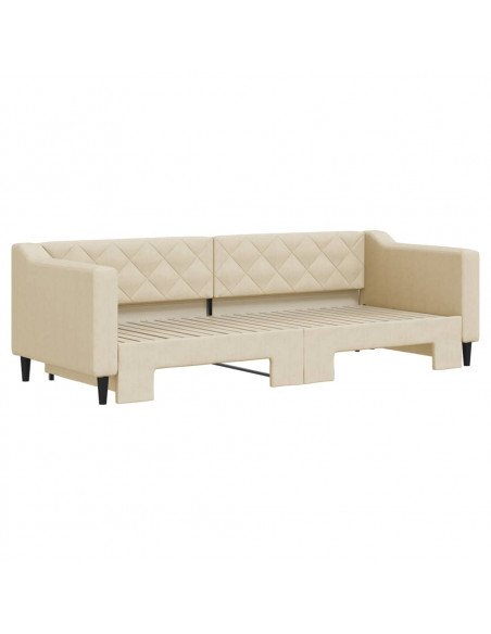 Divano Letto con Letto Estraibile Crema 80x200 cm Tessuto