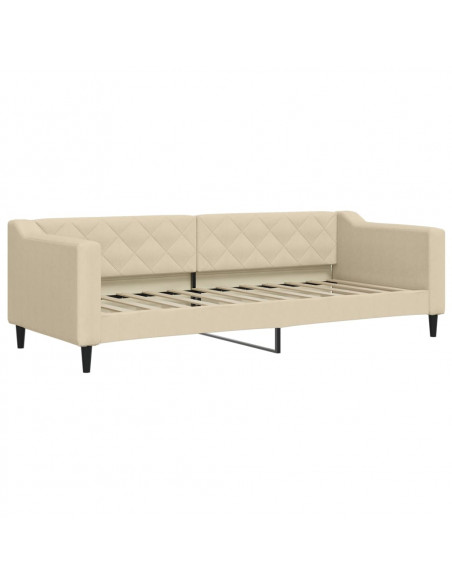 Divano Letto con Letto Estraibile Crema 80x200 cm Tessuto