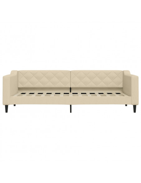 Divano Letto con Letto Estraibile Crema 80x200 cm Tessuto