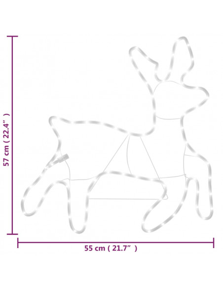 Figura Renna Natalizia con 72 LED Bianco Caldo 57x55x4,5 cm