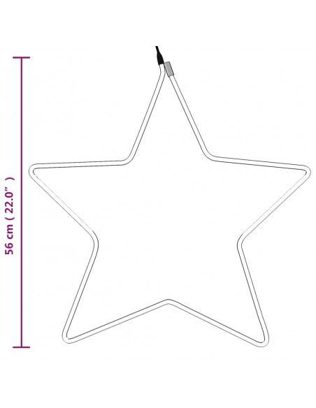 Figura Stella Natalizia con 48 LED Bianco Caldo 56 cm