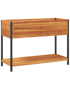 Fioriera con Ripiano 110x45x80 cm in Legno Acacia e Acciaio