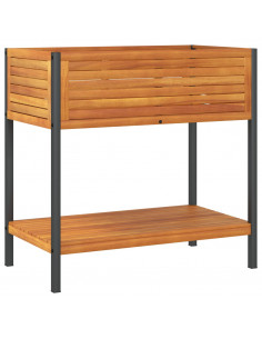 Fioriera con Ripiano 80x45x80 cm in Legno Acacia e Acciaio