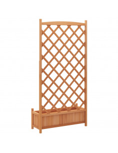 Fioriera con Traliccio Marrone in Legno Massello di Abete