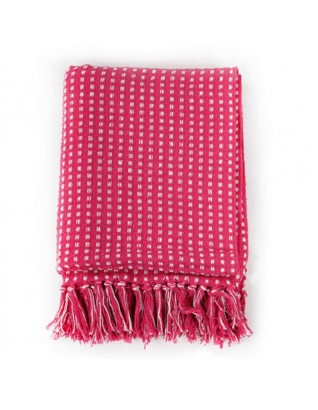 Copriletto in Cotone a Quadri 160x210 cm Rosa