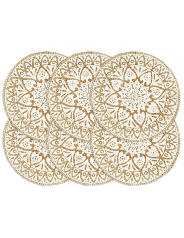 Tovagliette 6 pz Bianche 38cm Rotonde in Juta