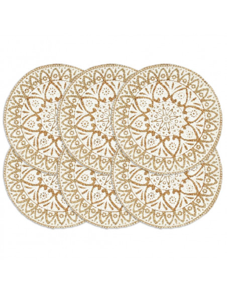 Tovagliette 6 pz Bianche 38cm Rotonde in Juta