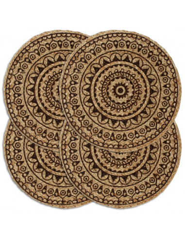 Tovagliette 4 pz Marrone Scuro 38 cm Rotonde in Juta