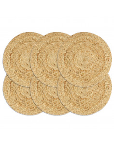 Tovagliette 6 pz Naturale Neutro 38 cm Rotonde in Juta 2