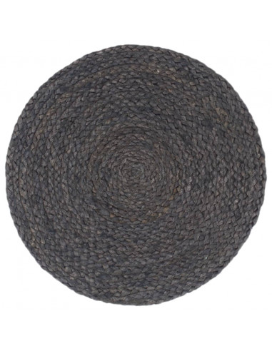 Tovagliette 4 pz Grigio Scuro Neutro 38cm Rotonde in Juta