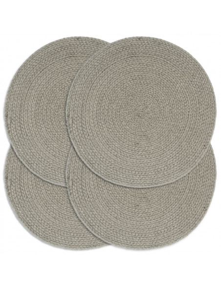 Tovagliette 4 pz Grigio Neutro 38cm Rotonde in Cotone